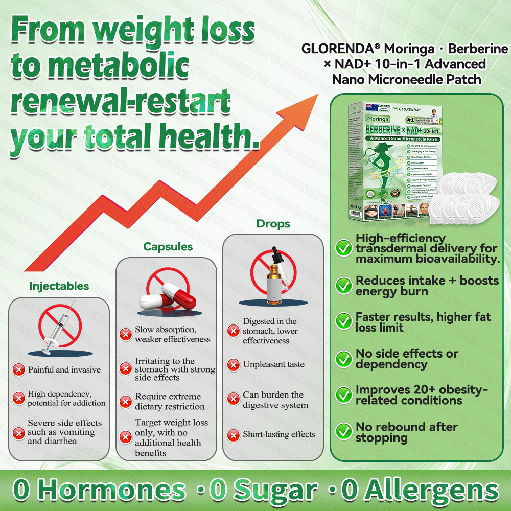 Official Store | 🌵 GLORENDA Moringa Berberine NAD Plus Ten in One Advanced Nano Microneedle Patch Just Once a Day Visible Changes in Seven Days ✅ For Obesity Loose Skin Diabetes Sleep Apnea Joint Issues and More 🎁